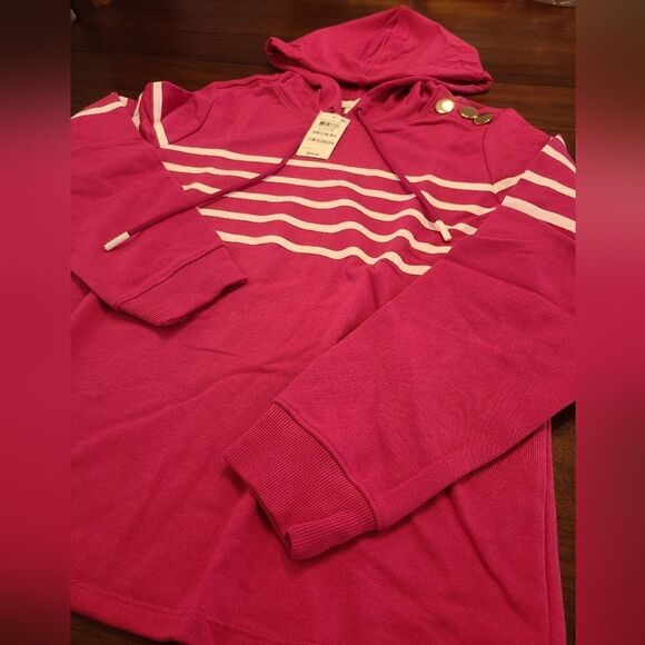 Charter Club Pull Over Sweatshirt Pink Stripes Medium - Picture 2 of 7